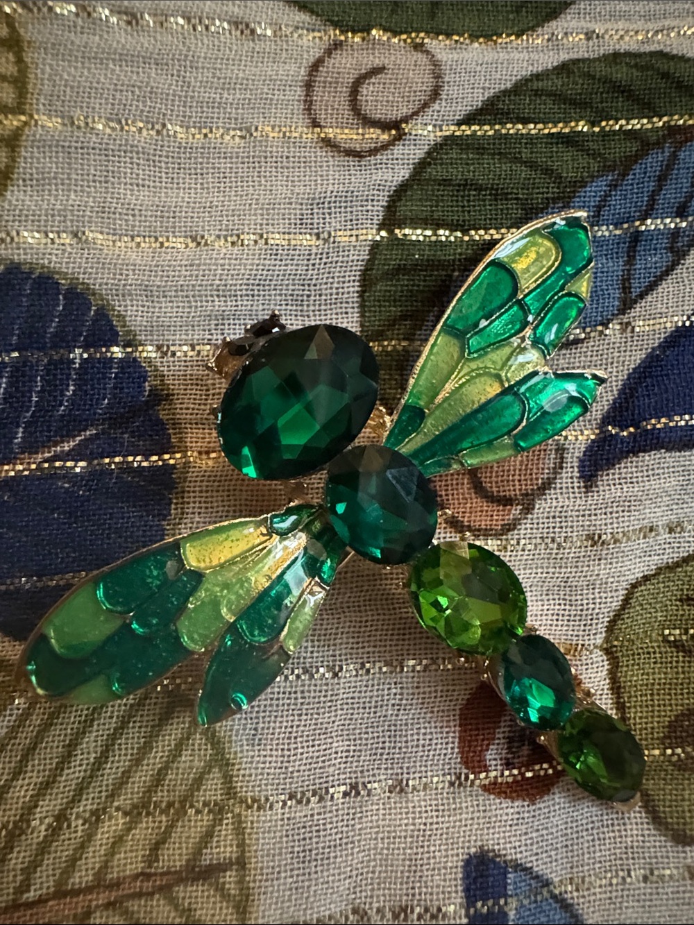Aratta Silent Journey NWOTEmerald Dragonfly Crystal Brooch — Green Enamel Accent